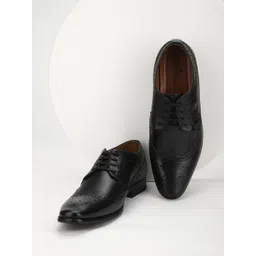 Louis Philippe Men Black Solid Formal Leather Derbys-picture-12