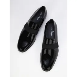 Louis Philippe Men Black Solid Formal Slip-On Shoes-picture-39
