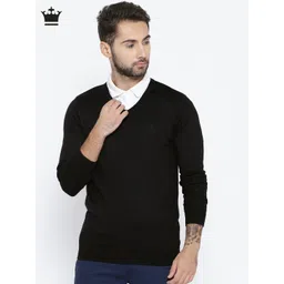 Louis Philippe Men Black Solid Sweater-picture-28