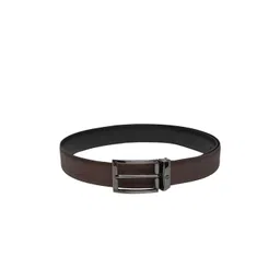 Louis Philippe Men Black Textured Leather Reversible Belt-picture-11
