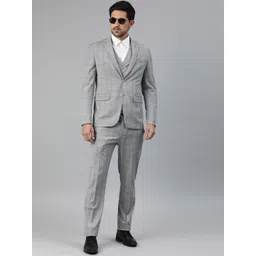 louis philippe Men Blazer and Waistcoat with Trousers Checkered Suit-picture-39