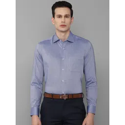 Louis Philippe Men Blue Slim Fit Pure Cotton Formal Shirt-picture-32