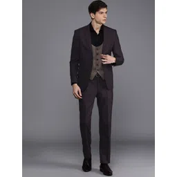Louis Philippe Men Burgundy Self Design Slim Fit Single-Breasted Formal Suit-picture-23