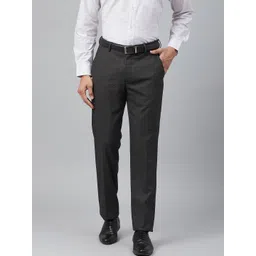 Louis Philippe Men Charcoal Grey Slim Fit Micro Checked Formal Trousers-picture-13