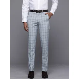 Louis Philippe Men Checked Slim Fit Formal Trousers-picture-24