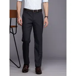 Louis Philippe Men Checked Slim Fit Formal Trousers-picture-29