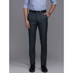 Louis Philippe Men Checked Slim Fit Formal Trousers-picture-20