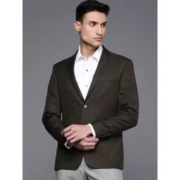 Louis Philippe Men Checked Slim Fit Single Breasted Blazer-picture-43