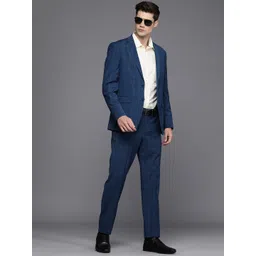 Louis Philippe Men Checked Slim-Fit Single-Breasted Formal Suit-picture-40