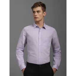 Louis Philippe Men Classic Fit Spread Collar Solid Cotton Linen Formal Shirt-picture-38