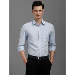 Louis Philippe Men Classic FitSpread Collar Solid Cotton Linen Formal Shirt-picture-36