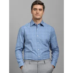 Louis Philippe Men Classic Regular Fit Spread Collar Checked Cotton Formal Shirt-picture-21