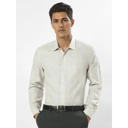 Louis Philippe Men Classic Regular Fit Spread Collar Checked Linen Formal Shirt-picture-24