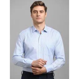 Louis Philippe Men Classic Regular Fit Spread Collar Vertical Striped Cotton Formal Shirt-picture-34