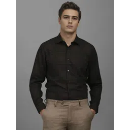 Louis Philippe Men Classic Slim Fit Spread Collar Checked Cotton Formal Shirt-picture-31