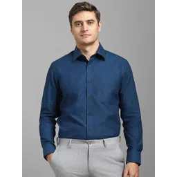 Louis Philippe Men Classic Slim Fit Spread Collar Solid Cotton Formal Shirt-picture-14