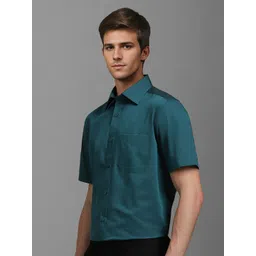 Louis Philippe Men Classic Spread Collar Solid Cotton Formal Shirt image 5