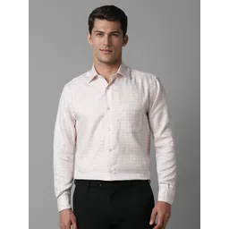 Louis Philippe Men Classic Spread Collar Tartan Checked Cotton Formal Shirt-picture-39