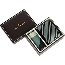 louis philippe Men Green Print Tie and Pocket Square-picture-33