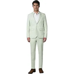 louis philippe Men Green Super Slim Fit Solid Formal Two Piece Suit-picture-14
