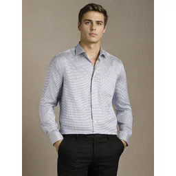 Louis Philippe Men Micro Checked Spread Collar Pure Cotton Formal Shirt-picture-27