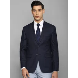 Louis Philippe Men Navy Blue Checked Single-Breasted Slim-Fit Formal Blazers-picture-23