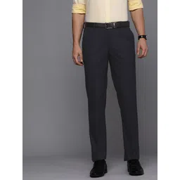 Louis Philippe Men Navy Blue Solid Slim Fit Formal Trousers image 1