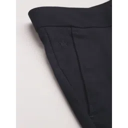 Louis Philippe Men Navy Blue Solid Slim Fit Formal Trousers image 2