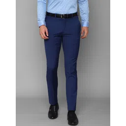 Louis Philippe Men Navy Blue Textured Slim Fit Trousers-picture-11