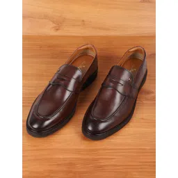 Louis Philippe Men Perforations Leather Loafers-picture-35