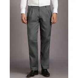 Louis Philippe Men Relaxed Fit Pleated Mid-Rise Formal Trousers-picture-30
