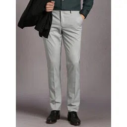 Louis Philippe Men Self Design Mid-Rise Slim Fit Formal Trousers-picture-22