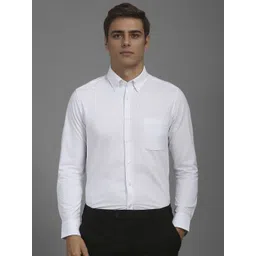 Louis Philippe Men Slim Fit Button-Down Collar Solid Formal Shirt-picture-19