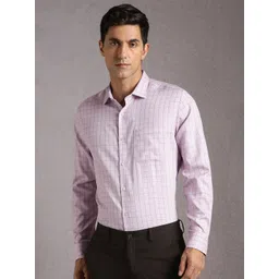 Louis Philippe Men Slim Fit Checked Spread Collar Cotton Formal Shirt-picture-24