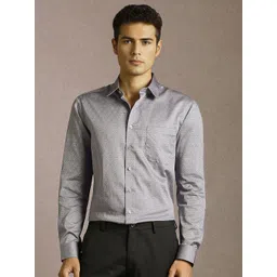 Louis Philippe Men Slim Fit Floral Printed Spread Collar Pure Cotton Formal Shirt-picture-31