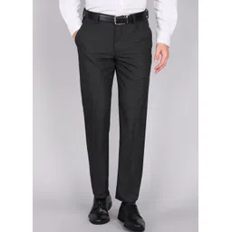 louis philippe Men Slim Fit Grey Polycotton Trousers-picture-14