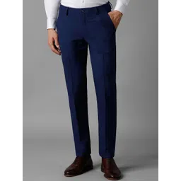 Louis Philippe Men Slim Fit Stripe Flat Front Formal Trousers-picture-21