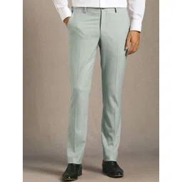 Louis Philippe Men Solid Mid-Rise Slim Fit Formal Trousers-picture-17