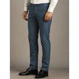 Louis Philippe Men Solid Slim Fit Mid-Rise Plain Flat Front Formal Trousers image 5