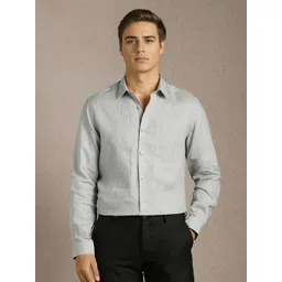 Louis Philippe Men Solid Spread Collar Linen Formal Shirt-picture-38