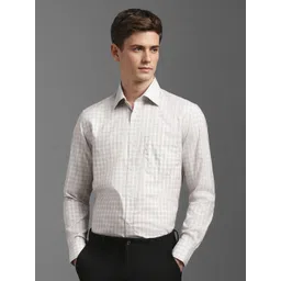 Louis Philippe Men Spread Collar Checked Cotton Formal Shirt image 5