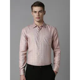 Louis Philippe Men Spread Collar Checked Cotton Slim Fit Formal Shirt-picture-43