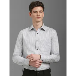 Louis Philippe Men Spread Collar Micro Checked Cotton Formal Shirt-picture-22