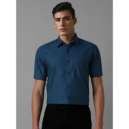 Louis Philippe Men Spread Collar Textured Cotton Formal Shirt-picture-32