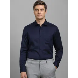 Louis Philippe Men Spread Collar Textured Cotton Formal Shirts-picture-25