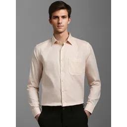 Louis Philippe Men Spread Collar Textured Cotton Slim Fit Formal Shirt-picture-21