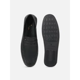 Louis Philippe Men Textured Leather Penny Loafers image 3