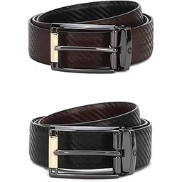 louis philippe Men Textured Reversible Formal Italian Leather with Dual Tone Buckle Belt-picture-30