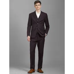 Louis Philippe Men Textured Slim-Fit Notched Lapel Single-Breasted Formal Three-Piece Suit-picture-20