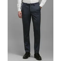 Louis Philippe Men Textured Slim Fit Trousers-picture-40